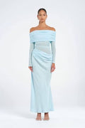BENNI YASMIN OFF SHOULDER MIDI IN BABY BLUE 8