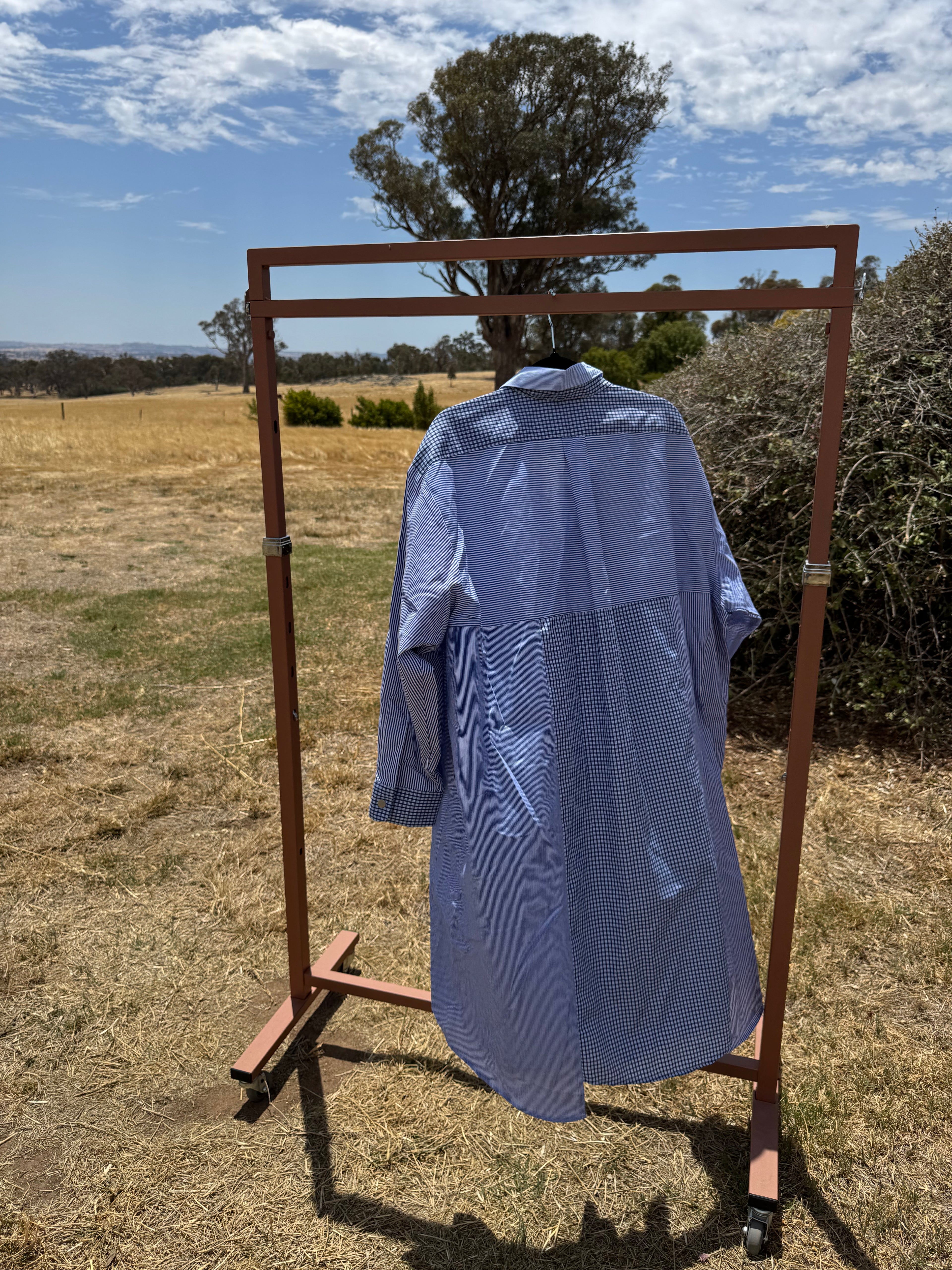 WOMENS OVERSIZED PATCHWORK DRESS S