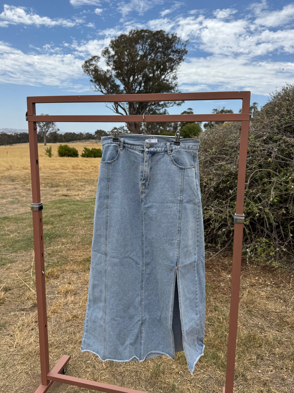 PINK DIAMOND DENIM MAXI SKIRT 12