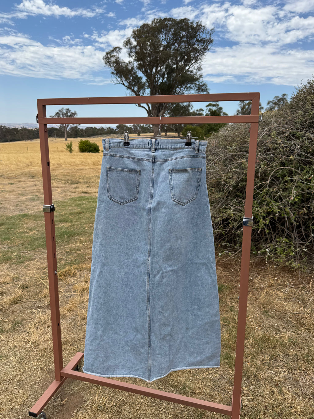 PINK DIAMOND DENIM MAXI SKIRT 12