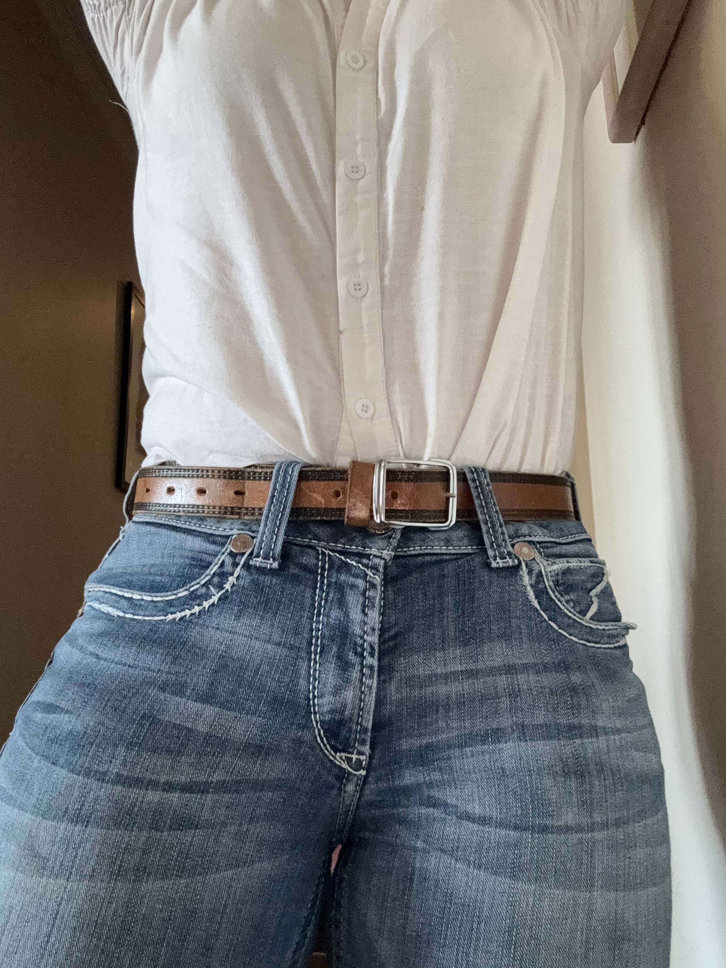 BROWN AND BLACK LEATHER BELT